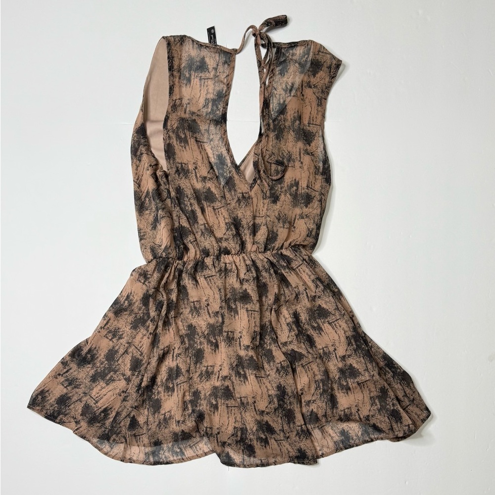 Final Touch Sleeveless V-Neck Boho Romper with Tie Back